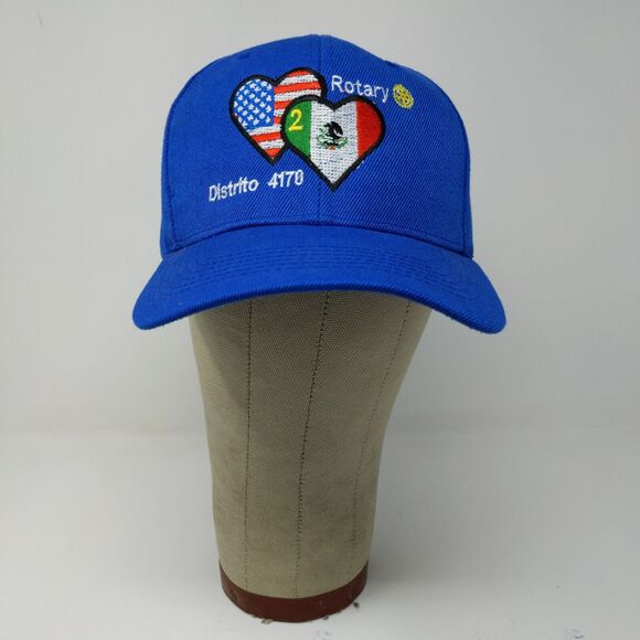 International Rotary Club OS Caps USA Mexico Flag Blue Hat Cap Adjustable - Picture 2 of 10